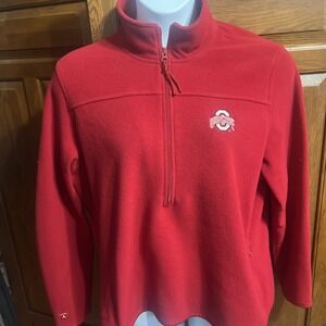 Antigua Ohio State Buckeyes Jacket‎ XL Red Fleece Pullover Quarter Zip
